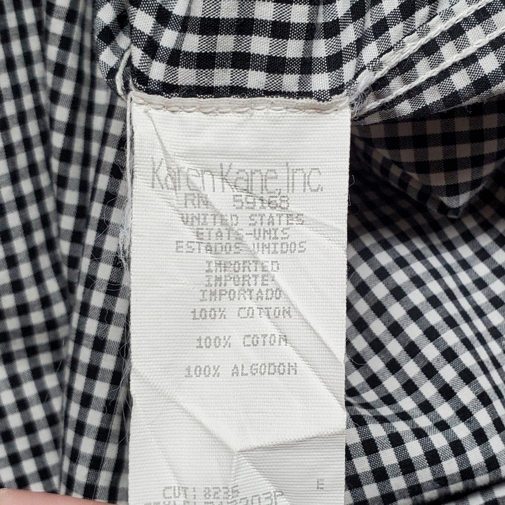 VINTAGE 90s Karen Kane Red Tartan Plaid Black Plaid Colorblock Button Up Blouse - Picture 13 of 13